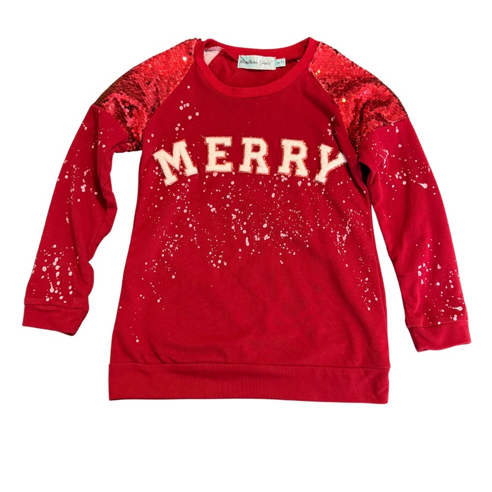 Southern Grace Red Sequin Merry Sweatshirt